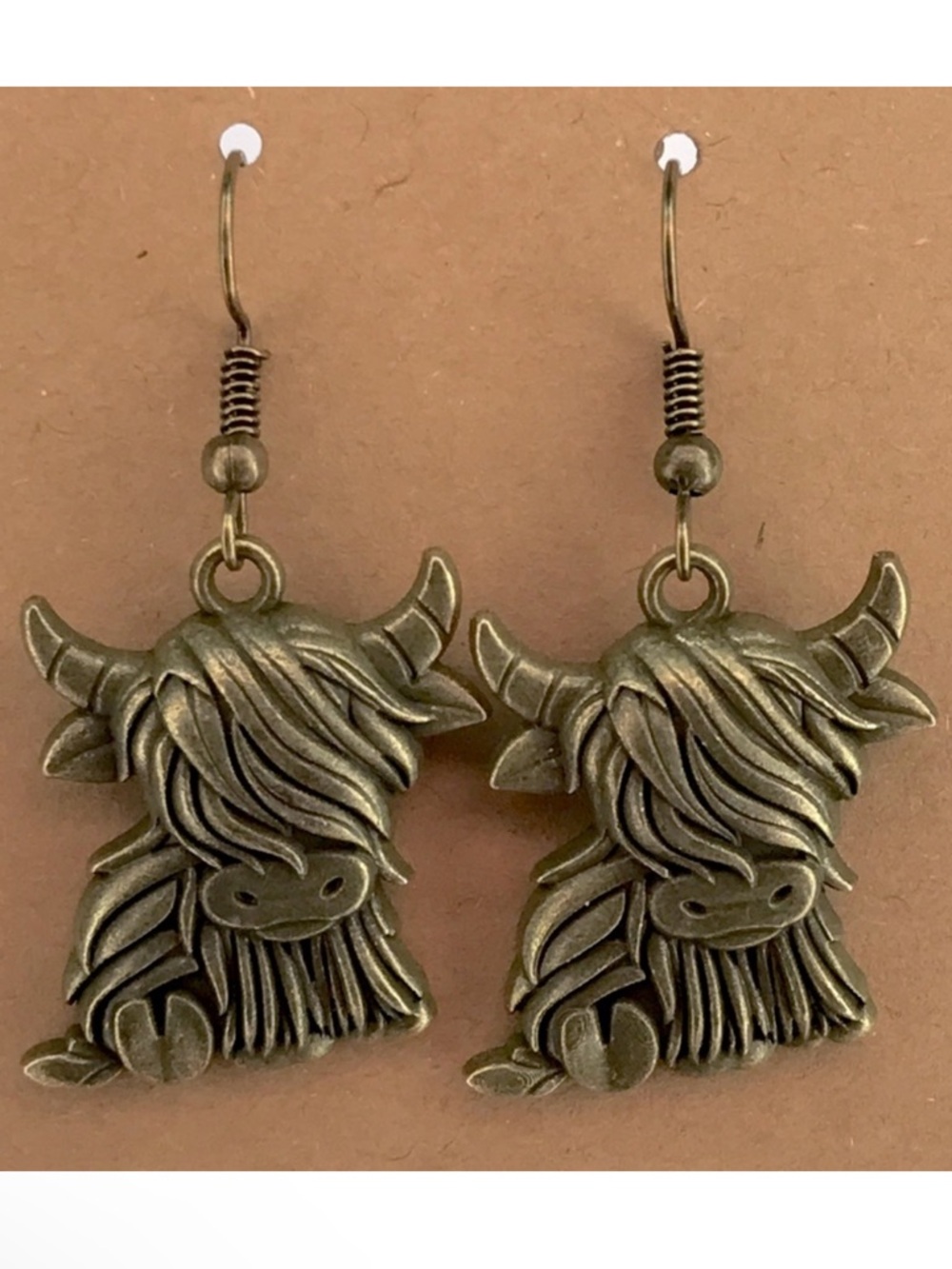 Bronze Highland Cow Earrings Fashion Jewelry